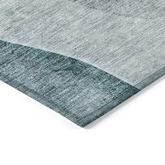 Teal Blue Aqua And Gray Abstract Washable Indoor Outdoor Area Rug Photo 3