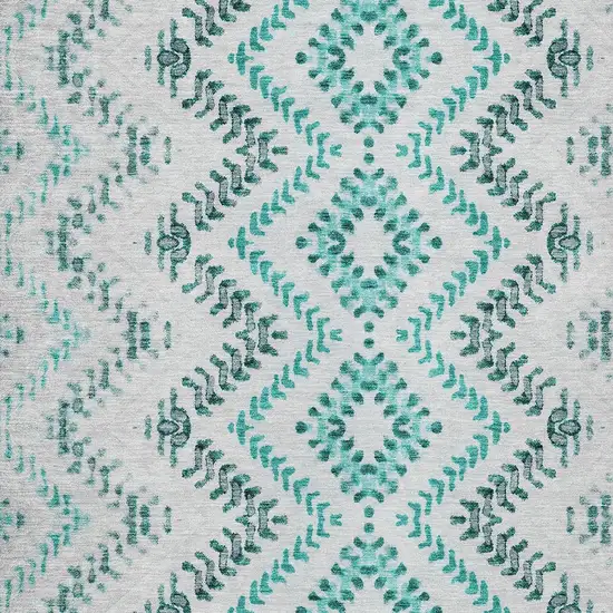 Teal Blue Aqua And Gray Geometric Washable Indoor Outdoor Area Rug Photo 5