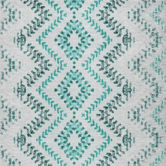 Teal Blue Aqua And Gray Geometric Washable Indoor Outdoor Area Rug Photo 5