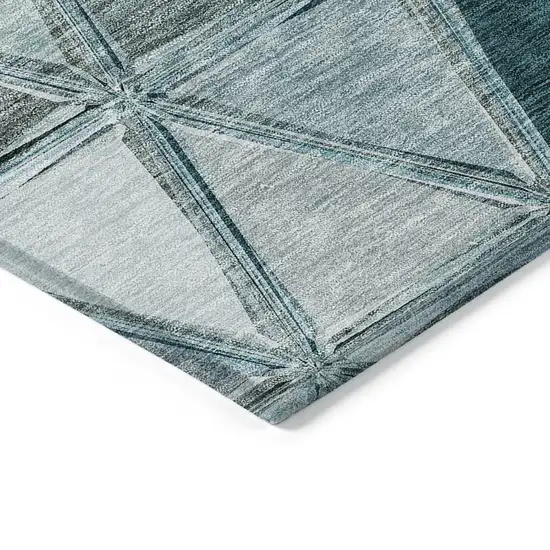 Teal Blue Aqua And Gray Geometric Washable Indoor Outdoor Area Rug Photo 3