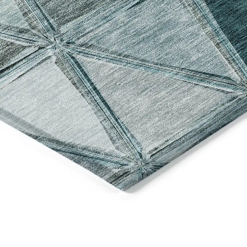 Teal Blue Aqua And Gray Geometric Washable Indoor Outdoor Area Rug Photo 3
