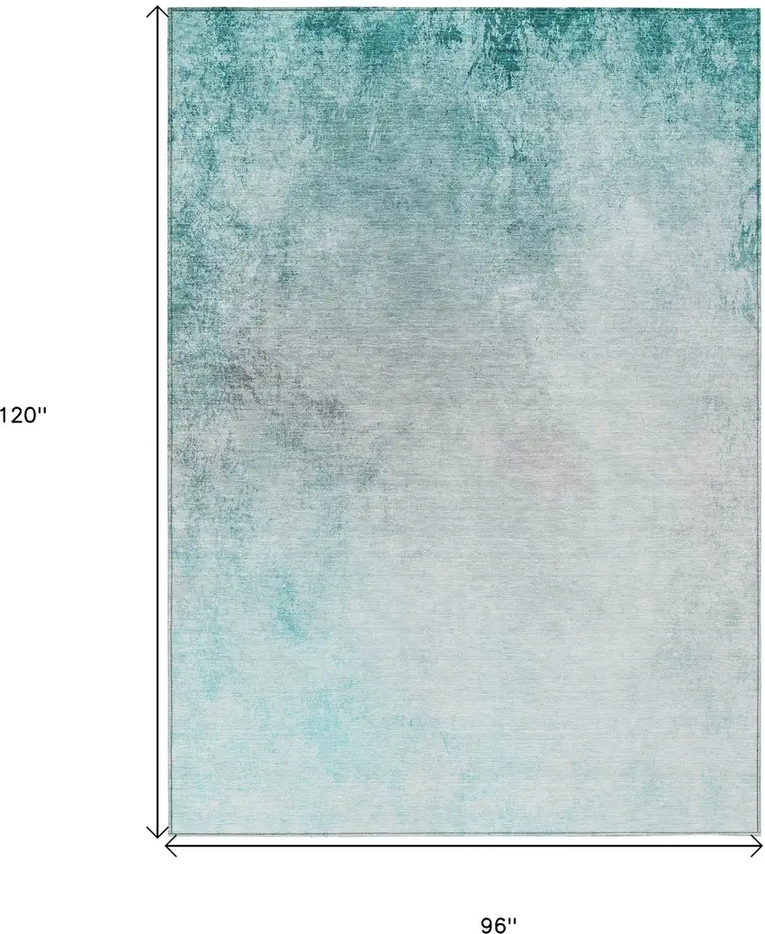Teal Blue Aqua And Gray Ombre Washable Indoor Outdoor Area Rug Photo 3