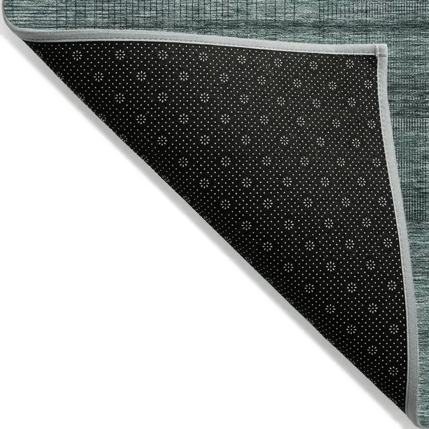Teal Blue Aqua And Gray Striped Washable Indoor Outdoor Area Rug Photo 4