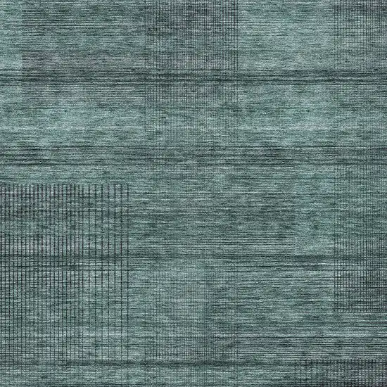 Teal Blue Aqua And Gray Striped Washable Indoor Outdoor Area Rug Photo 6