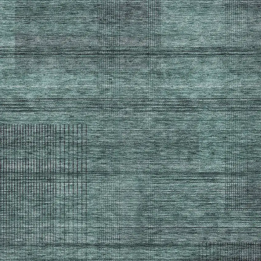 Teal Blue Aqua And Gray Striped Washable Indoor Outdoor Area Rug Photo 6