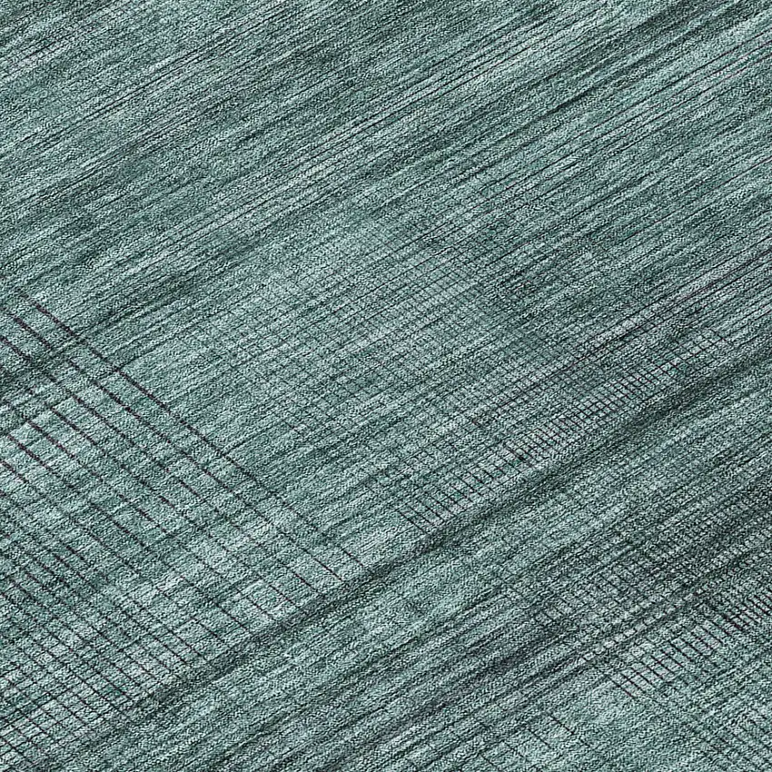 Teal Blue Aqua And Gray Striped Washable Indoor Outdoor Area Rug Photo 8