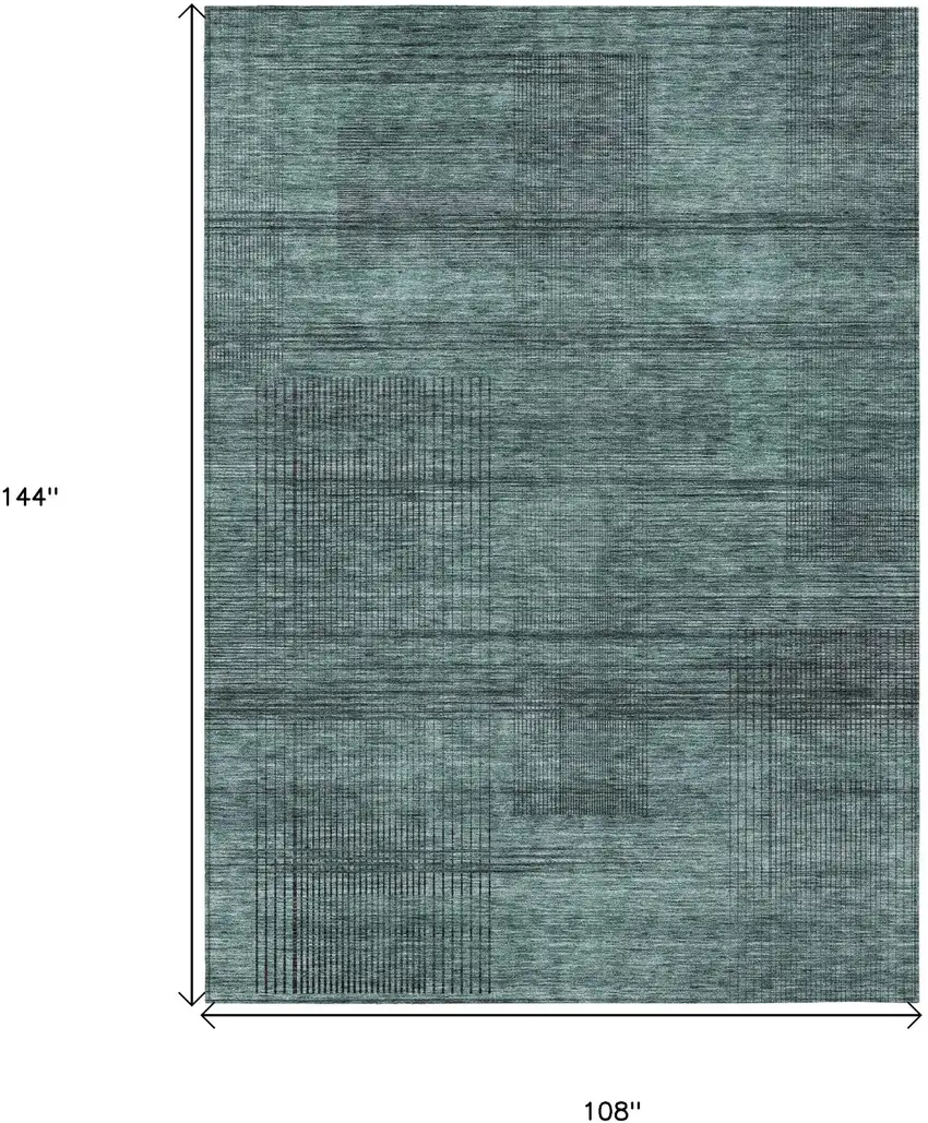 Teal Blue Aqua And Gray Striped Washable Indoor Outdoor Area Rug Photo 3