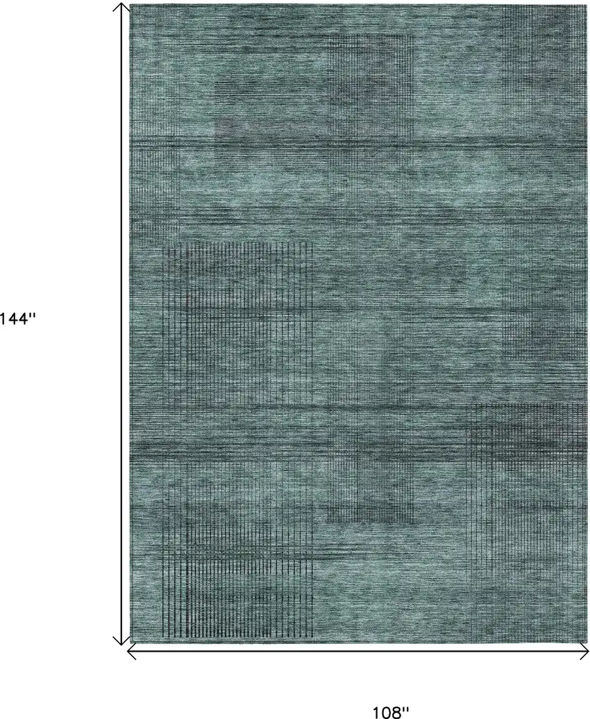 Teal Blue Aqua And Gray Striped Washable Indoor Outdoor Area Rug Photo 3