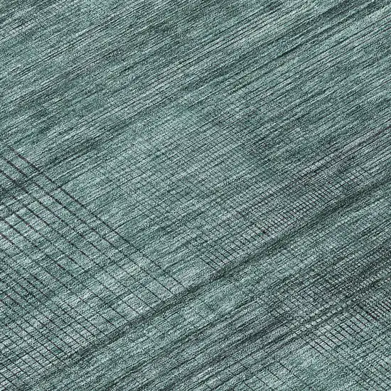 Teal Blue Aqua And Gray Striped Washable Indoor Outdoor Area Rug Photo 8