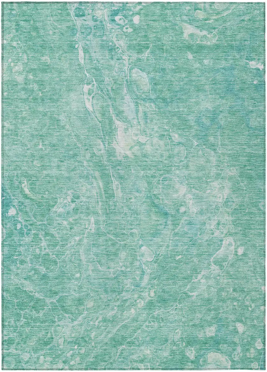 Teal Blue Aqua And Green Abstract Washable Indoor Outdoor Area Rug Photo 2
