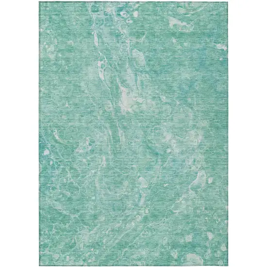 Teal Blue Aqua And Green Abstract Washable Indoor Outdoor Area Rug Photo 2