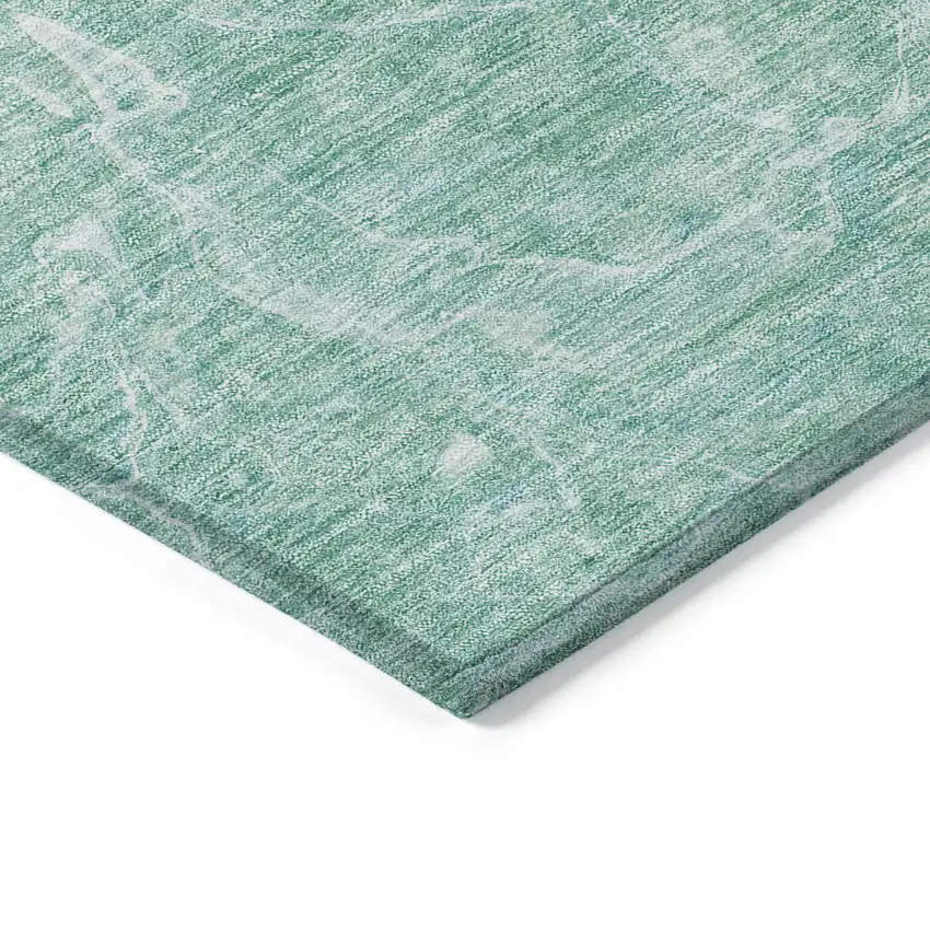 Teal Blue Aqua And Green Abstract Washable Indoor Outdoor Area Rug Photo 5