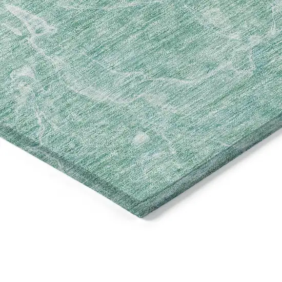 Teal Blue Aqua And Green Abstract Washable Indoor Outdoor Area Rug Photo 5
