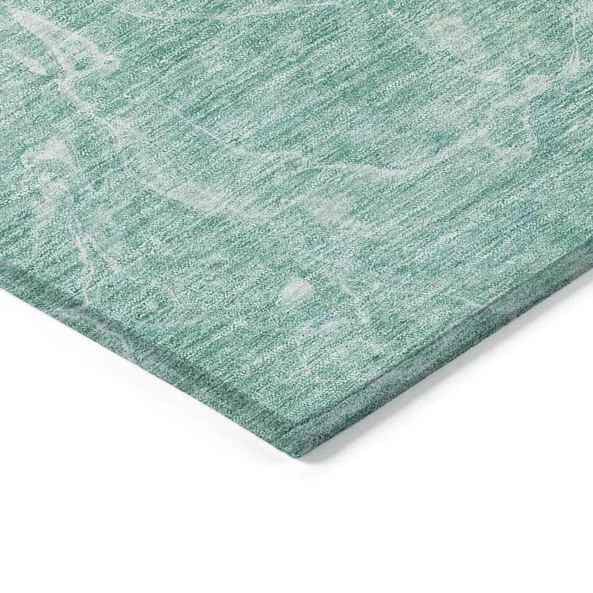 Teal Blue Aqua And Green Abstract Washable Indoor Outdoor Area Rug Photo 5
