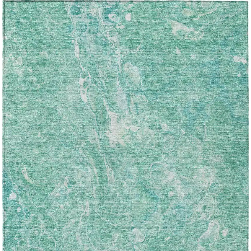 Teal Blue Aqua And Green Abstract Washable Indoor Outdoor Area Rug Photo 7