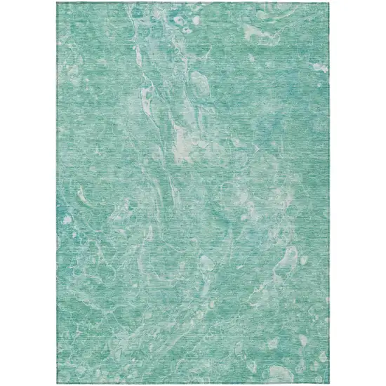Teal Blue Aqua And Green Abstract Washable Indoor Outdoor Area Rug Photo 2