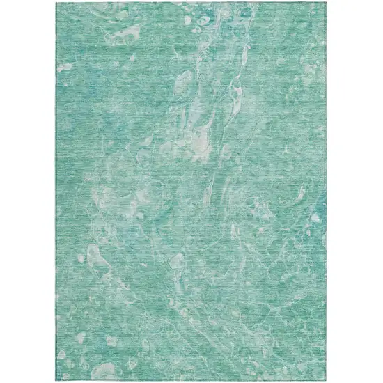 Teal Blue Aqua And Green Abstract Washable Indoor Outdoor Area Rug Photo 7