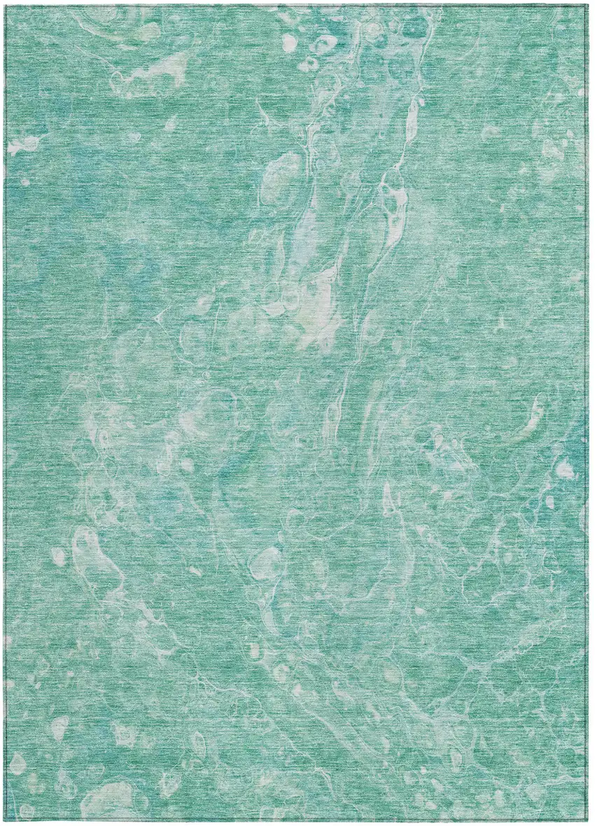 Teal Blue Aqua And Green Abstract Washable Indoor Outdoor Area Rug Photo 7