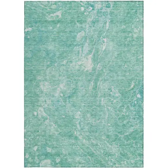 Teal Blue Aqua And Green Abstract Washable Indoor Outdoor Area Rug Photo 7