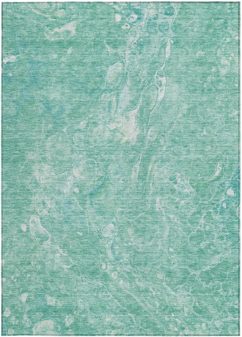 Teal Blue Aqua And Green Abstract Washable Indoor Outdoor Area Rug Photo 7