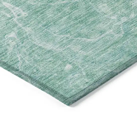 Teal Blue Aqua And Green Abstract Washable Indoor Outdoor Area Rug Photo 5