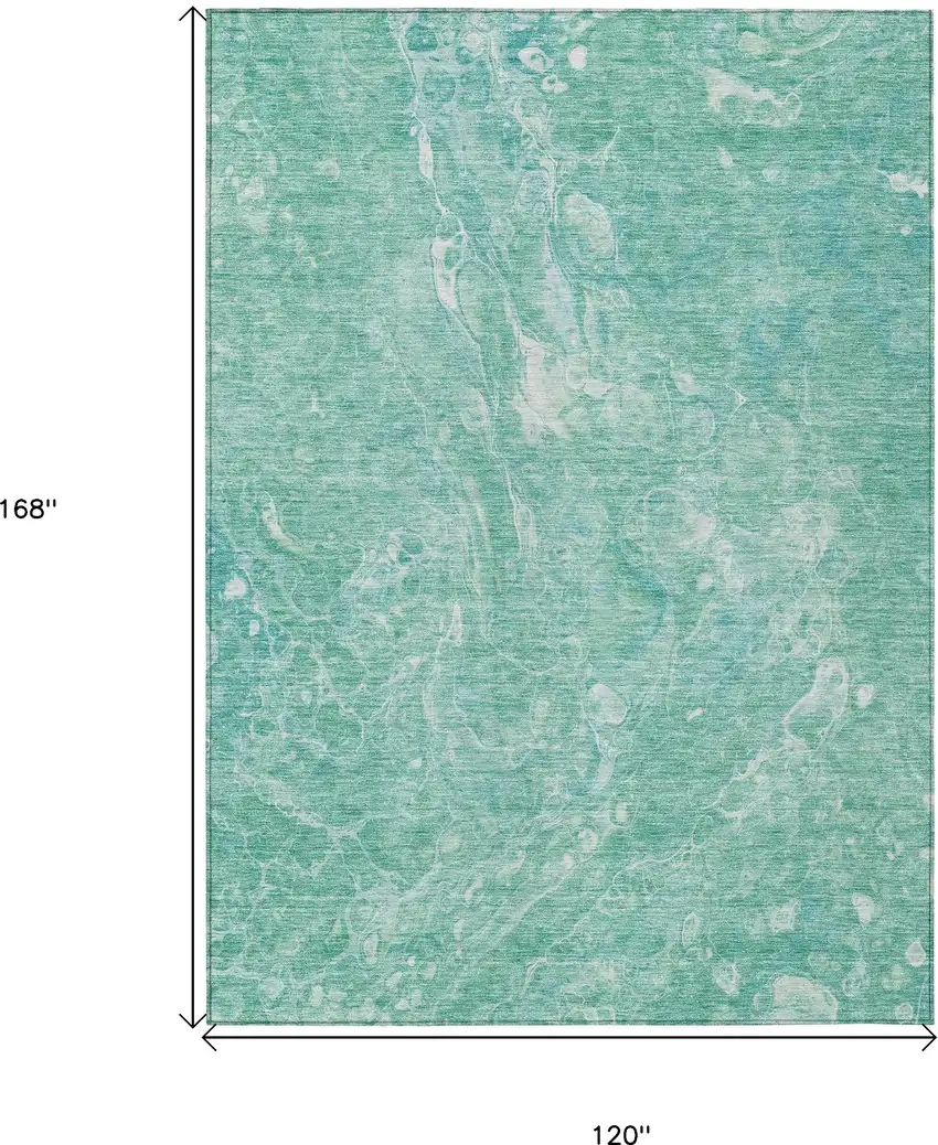 Teal Blue Aqua And Green Abstract Washable Indoor Outdoor Area Rug Photo 3