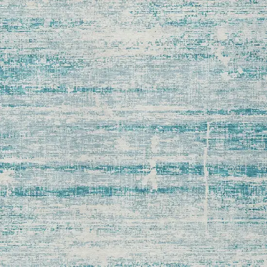 Teal Blue Aqua And Ivory Abstract Washable Indoor Outdoor Area Rug Photo 4