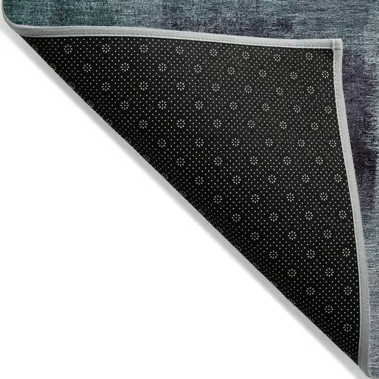 Teal Blue Aqua And Ivory Abstract Washable Indoor Outdoor Area Rug Photo 4