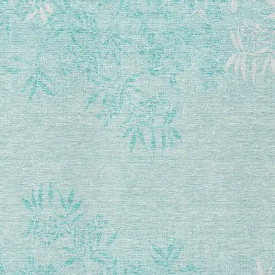 Teal Blue Aqua And Ivory Floral Washable Indoor Outdoor Area Rug Photo 6