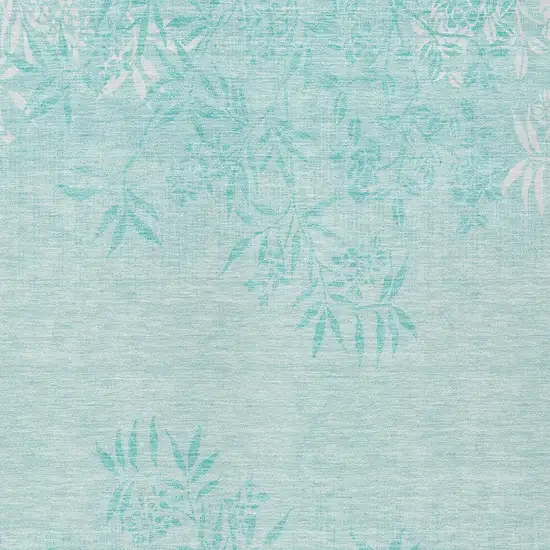 Teal Blue Aqua And Ivory Floral Washable Indoor Outdoor Area Rug Photo 6