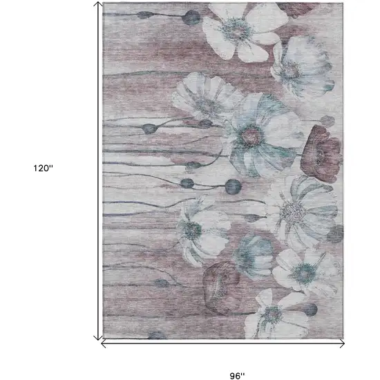 Teal Blue Aqua And Ivory Floral Washable Indoor Outdoor Area Rug Photo 3