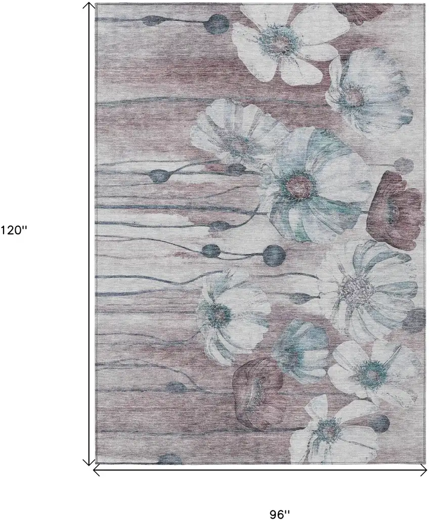 Teal Blue Aqua And Ivory Floral Washable Indoor Outdoor Area Rug Photo 3