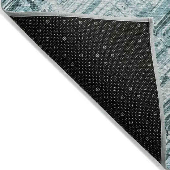 Teal Blue Aqua And Ivory Geometric Washable Indoor Outdoor Area Rug Photo 2