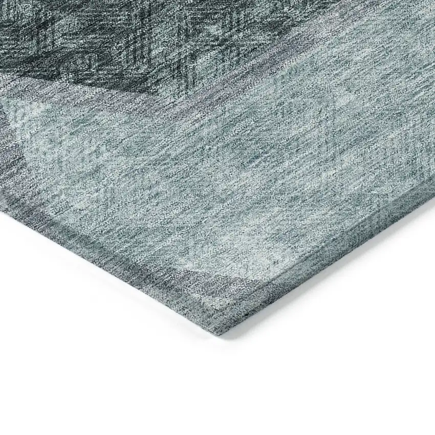 Teal Blue Aqua And Ivory Geometric Washable Indoor Outdoor Area Rug Photo 5