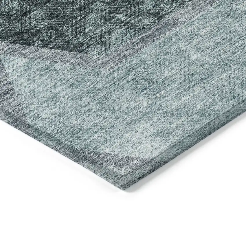 Teal Blue Aqua And Ivory Geometric Washable Indoor Outdoor Area Rug Photo 5