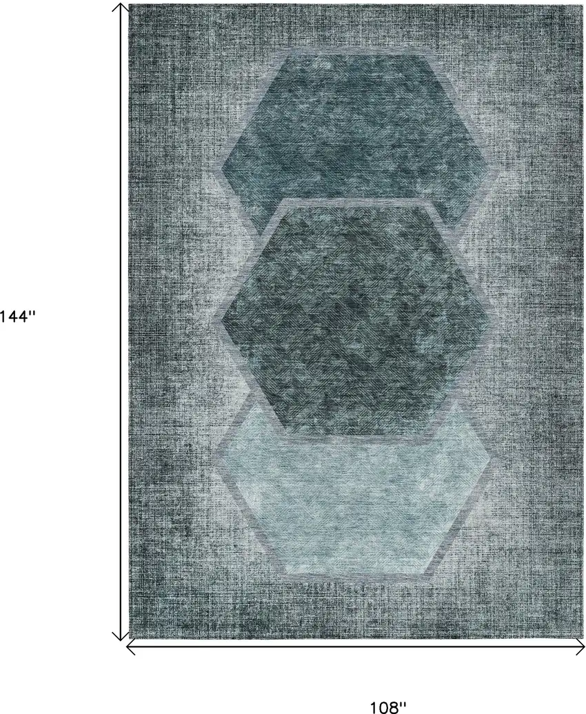 Teal Blue Aqua And Ivory Geometric Washable Indoor Outdoor Area Rug Photo 3