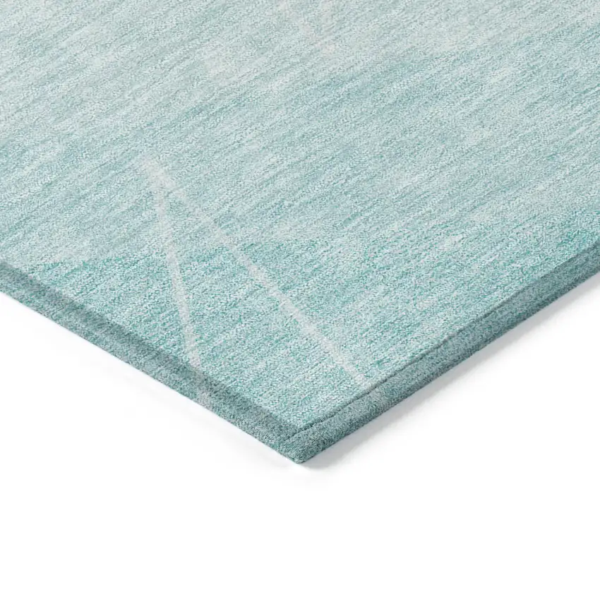 Teal Blue Aqua And Ivory Geometric Washable Indoor Outdoor Area Rug Photo 3