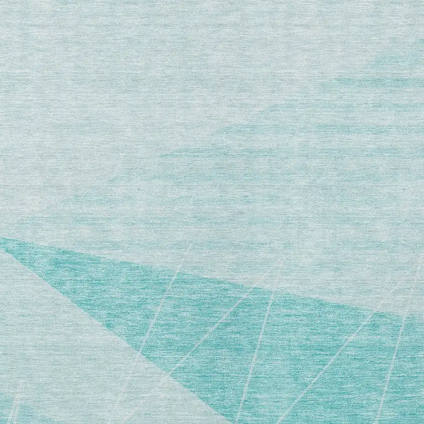 Teal Blue Aqua And Ivory Geometric Washable Indoor Outdoor Area Rug Photo 4