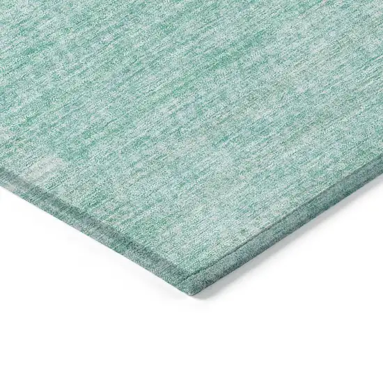 Teal Blue Aqua And Ivory Striped Washable Indoor Outdoor Area Rug Photo 4