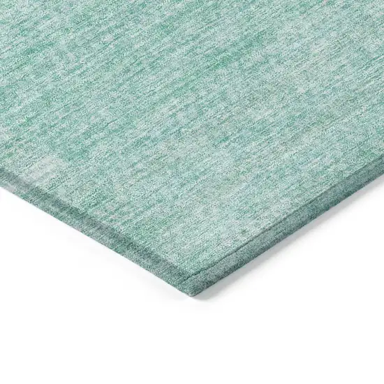Teal Blue Aqua And Ivory Striped Washable Indoor Outdoor Area Rug Photo 4