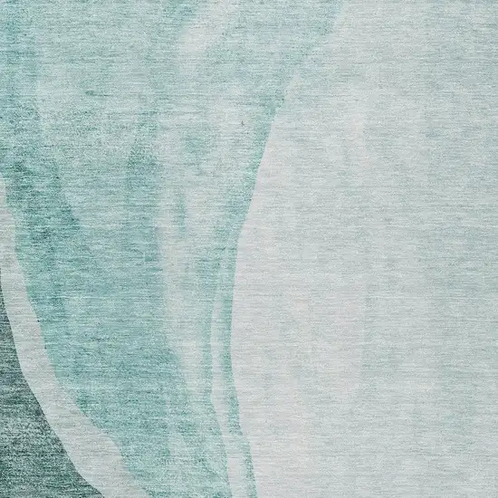 Teal Blue Aqua And Mint Green Abstract Washable Indoor Outdoor Area Rug Photo 6