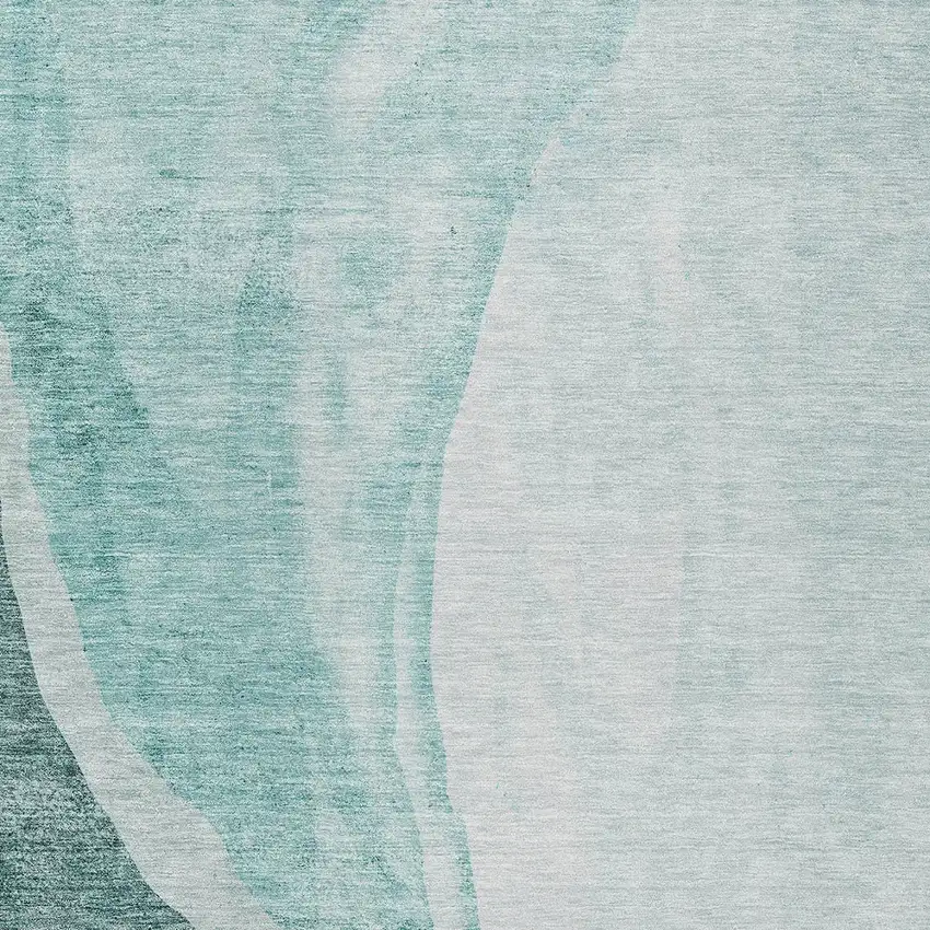 Teal Blue Aqua And Mint Green Abstract Washable Indoor Outdoor Area Rug Photo 6