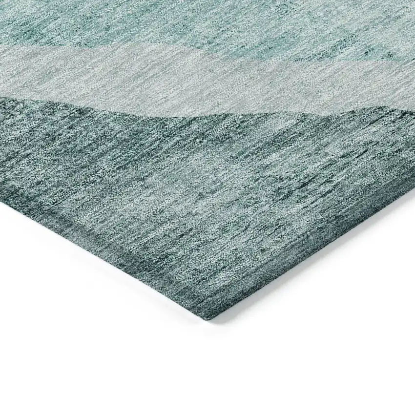 Teal Blue Aqua And Mint Green Abstract Washable Indoor Outdoor Area Rug Photo 5