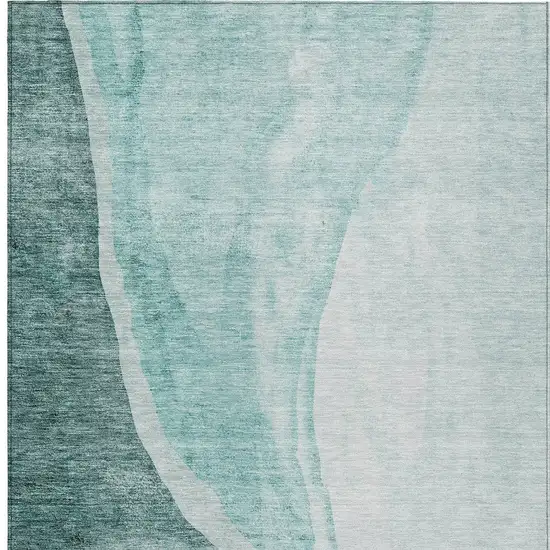 Teal Blue Aqua And Mint Green Abstract Washable Indoor Outdoor Area Rug Photo 7