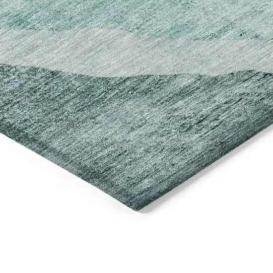 Teal Blue Aqua And Mint Green Abstract Washable Indoor Outdoor Area Rug Photo 3