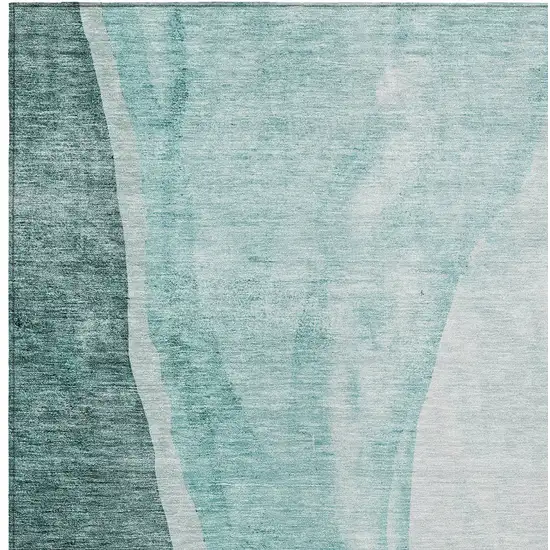 Teal Blue Aqua And Mint Green Abstract Washable Indoor Outdoor Area Rug Photo 6