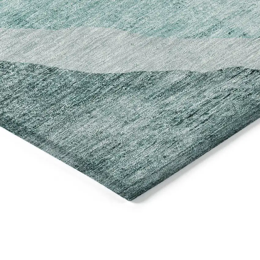 Teal Blue Aqua And Mint Green Abstract Washable Indoor Outdoor Area Rug Photo 5