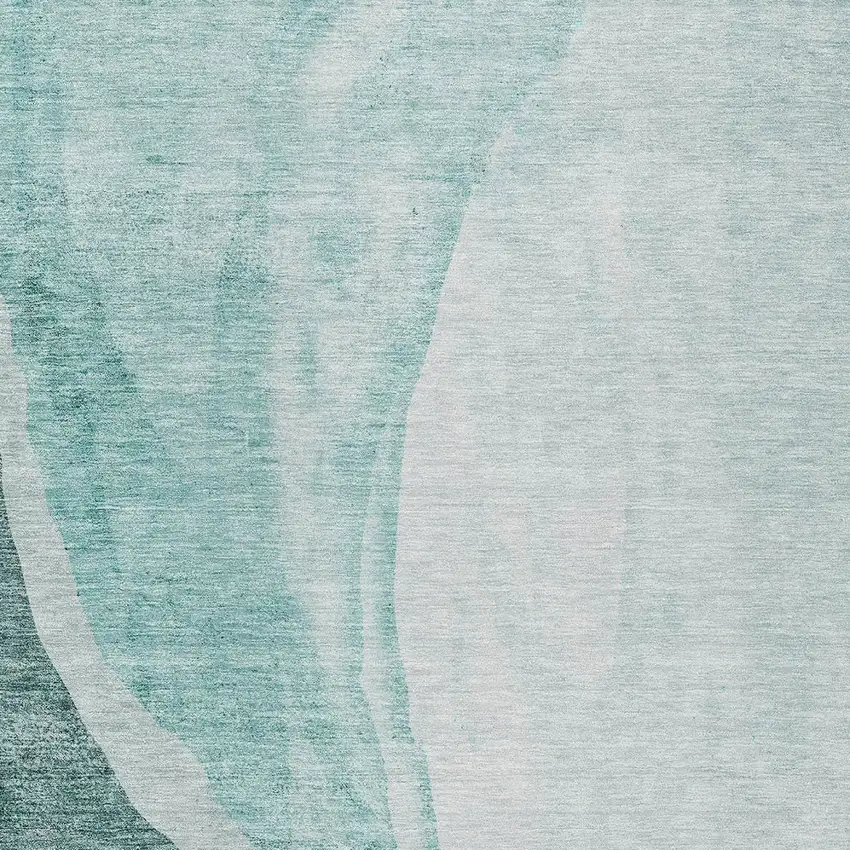 Teal Blue Aqua And Mint Green Abstract Washable Indoor Outdoor Area Rug Photo 6