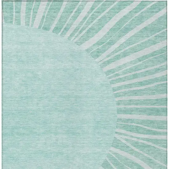 Teal Blue Aqua And Mint Green Abstract Washable Indoor Outdoor Area Rug Photo 6