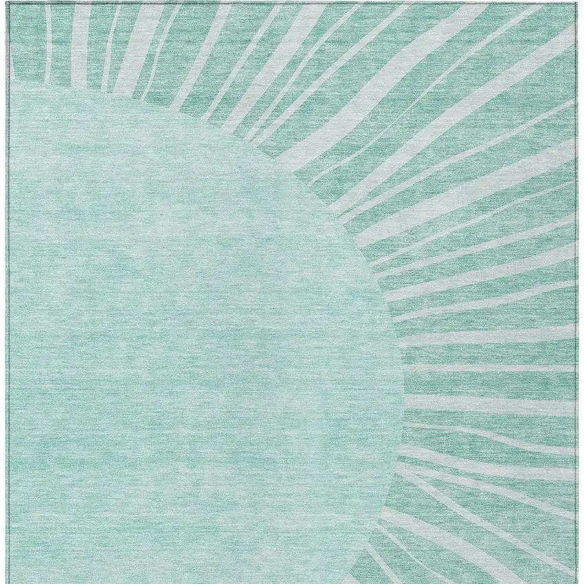 Teal Blue Aqua And Mint Green Abstract Washable Indoor Outdoor Area Rug Photo 6